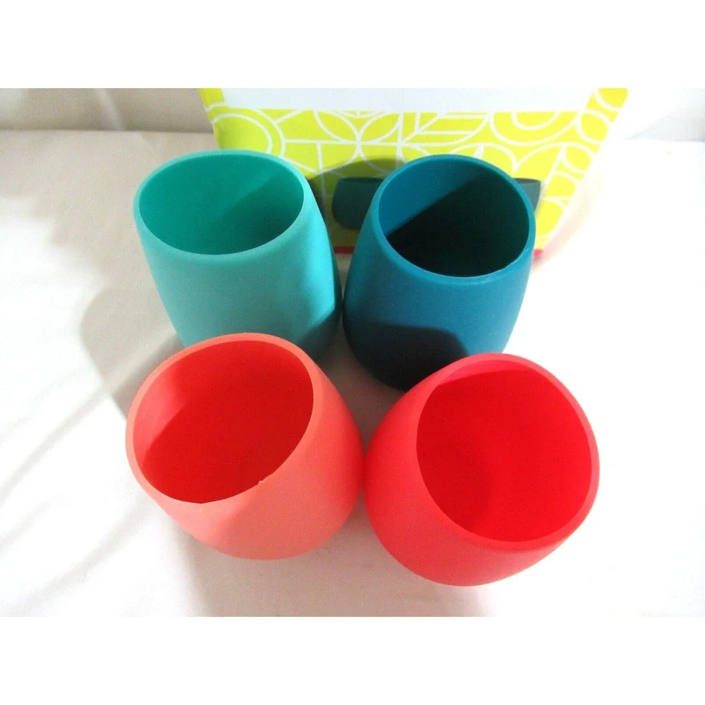 4 Piece Silicone Wine Tumbler Set 14 fl‎ oz Each Multicolor Brand New